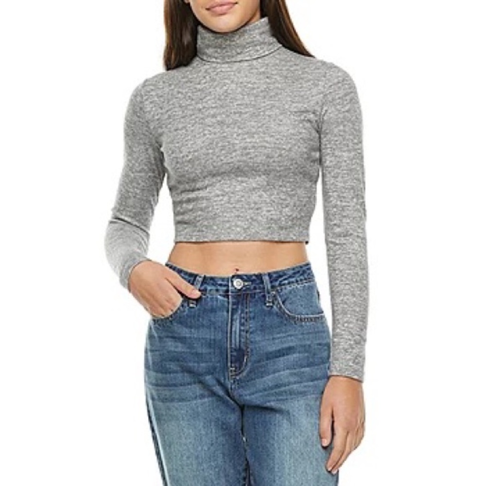 NWT Arizona Long Sleeve Mock Neck Top - Heather Gray - Size S